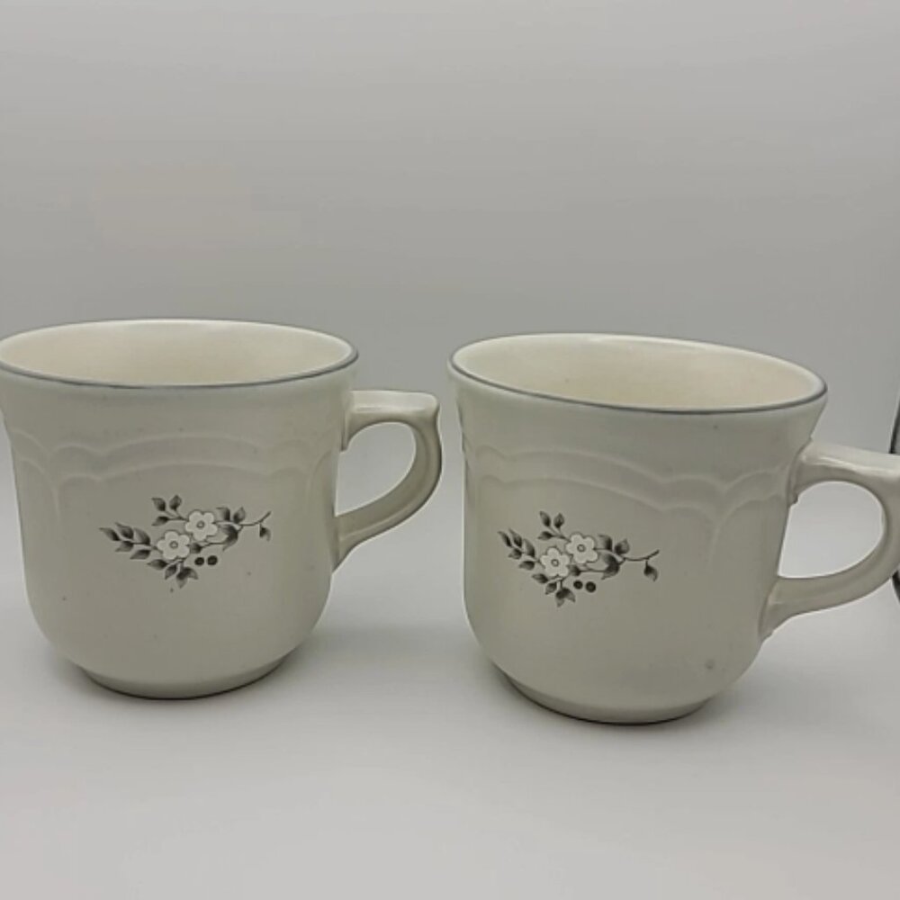 Two - Vintage Pfaltzgraff Discontinued Heirloom Pattern Coffee Mugs